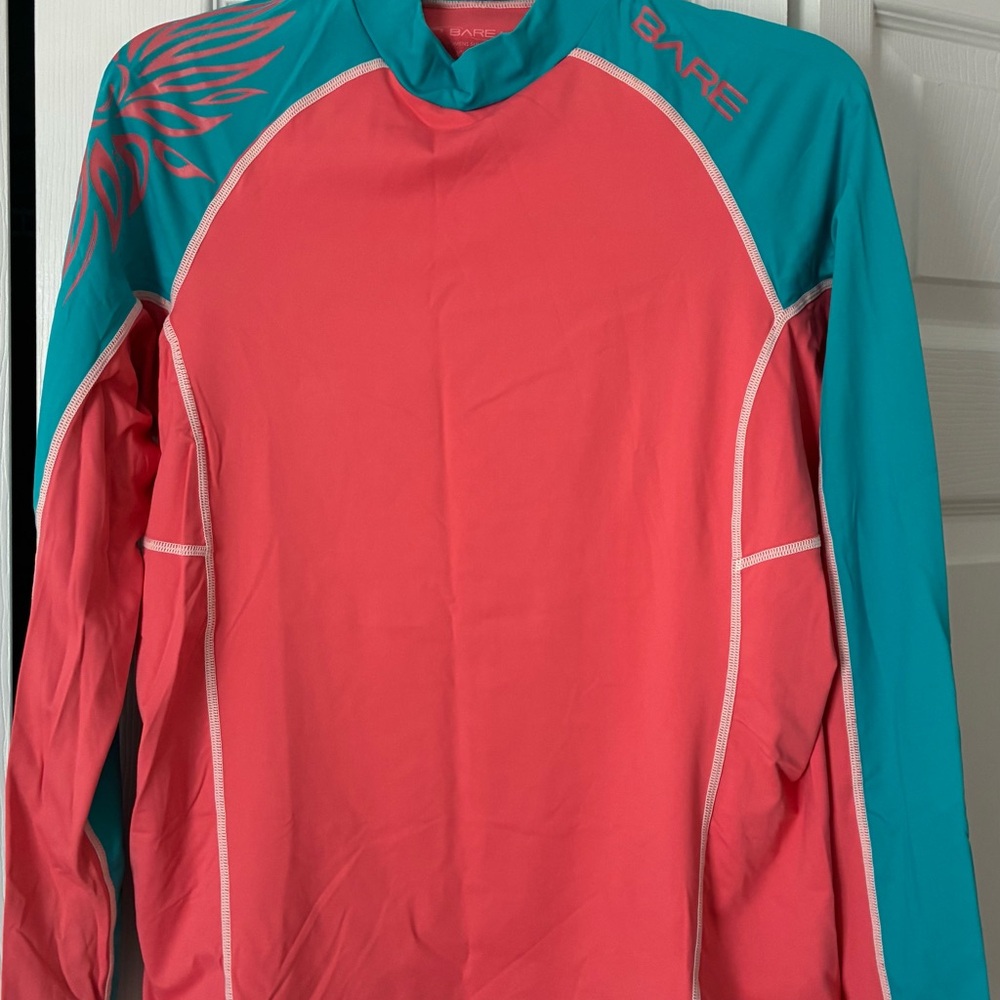 Women's Swim Rash Guard - Coral and Teal Bare Brand Size XL